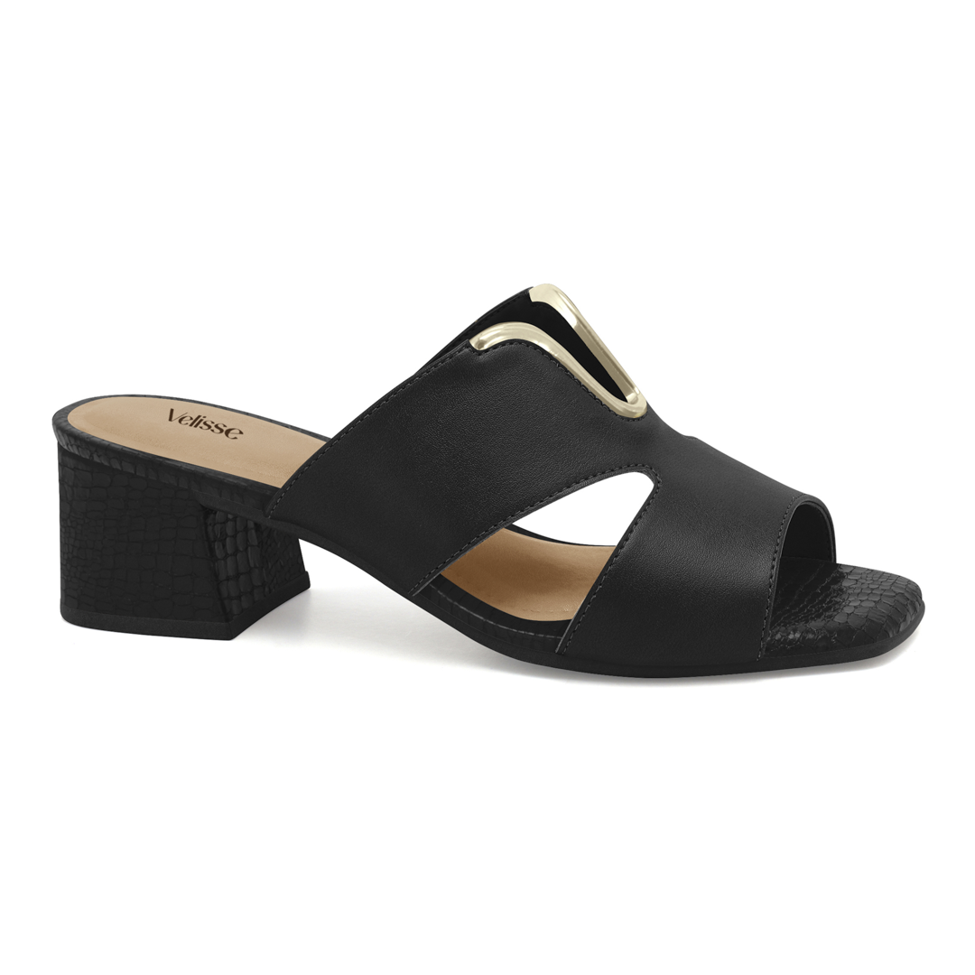 Zapato Taco Medio con Aplique Dorado en Frente - Image 2