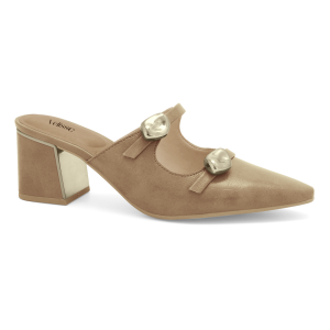 Zapato de Punta de Dos Tiras con Apliques Dorados