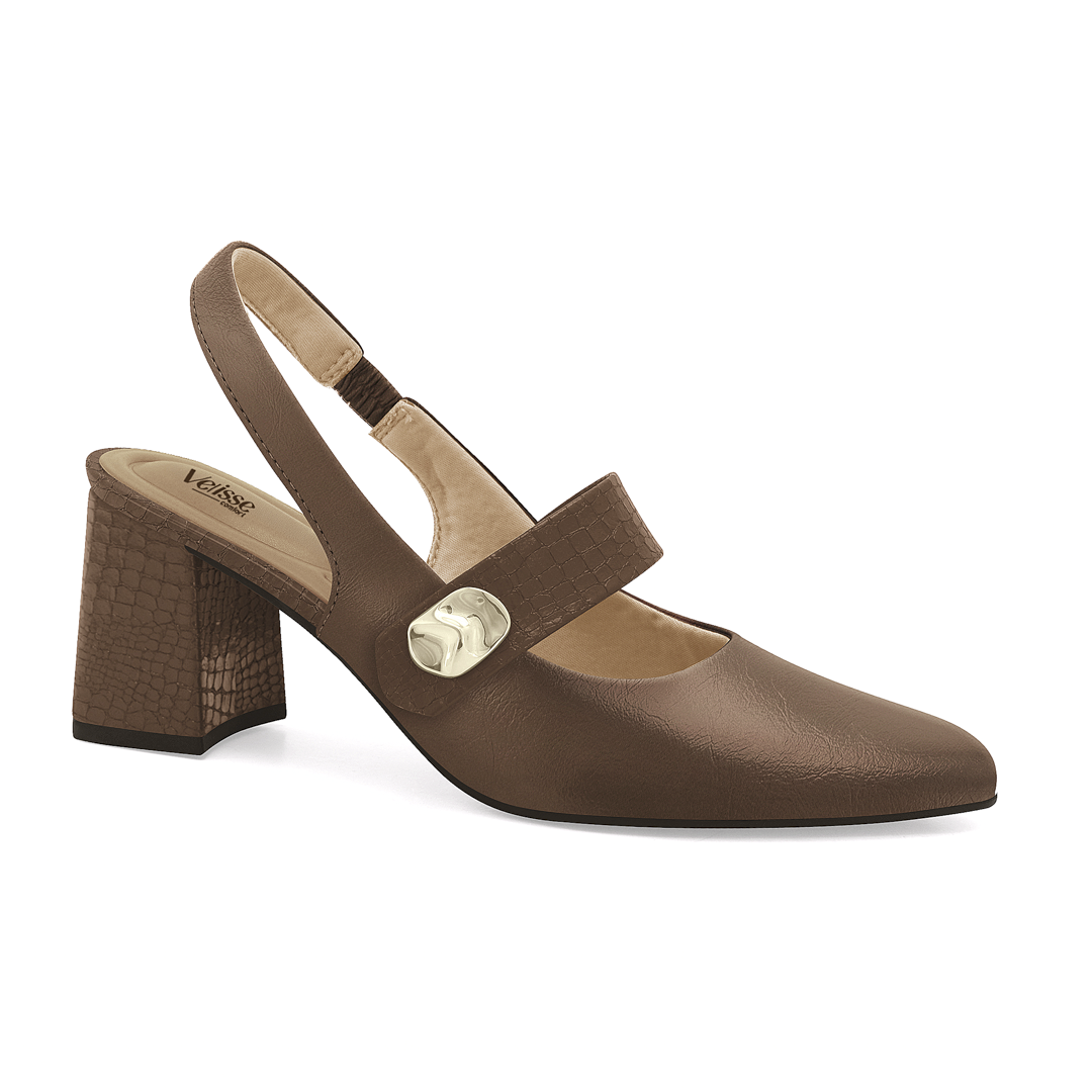 Sandalia de Taco Medio Velisse Comfort con Ajuste Elástico