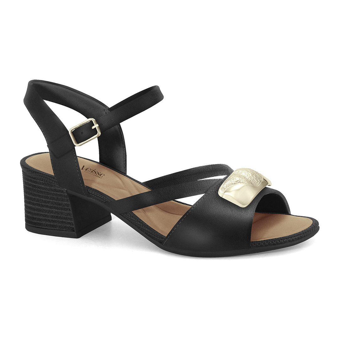 Sandalia de Taco Medio Velisse Comfort con Aplique Dorado - Image 2