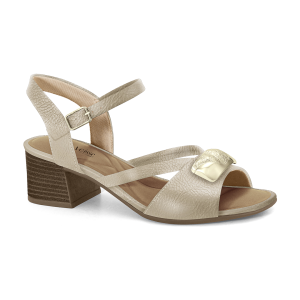 Sandalia de Taco Medio Velisse Comfort con Aplique Dorado