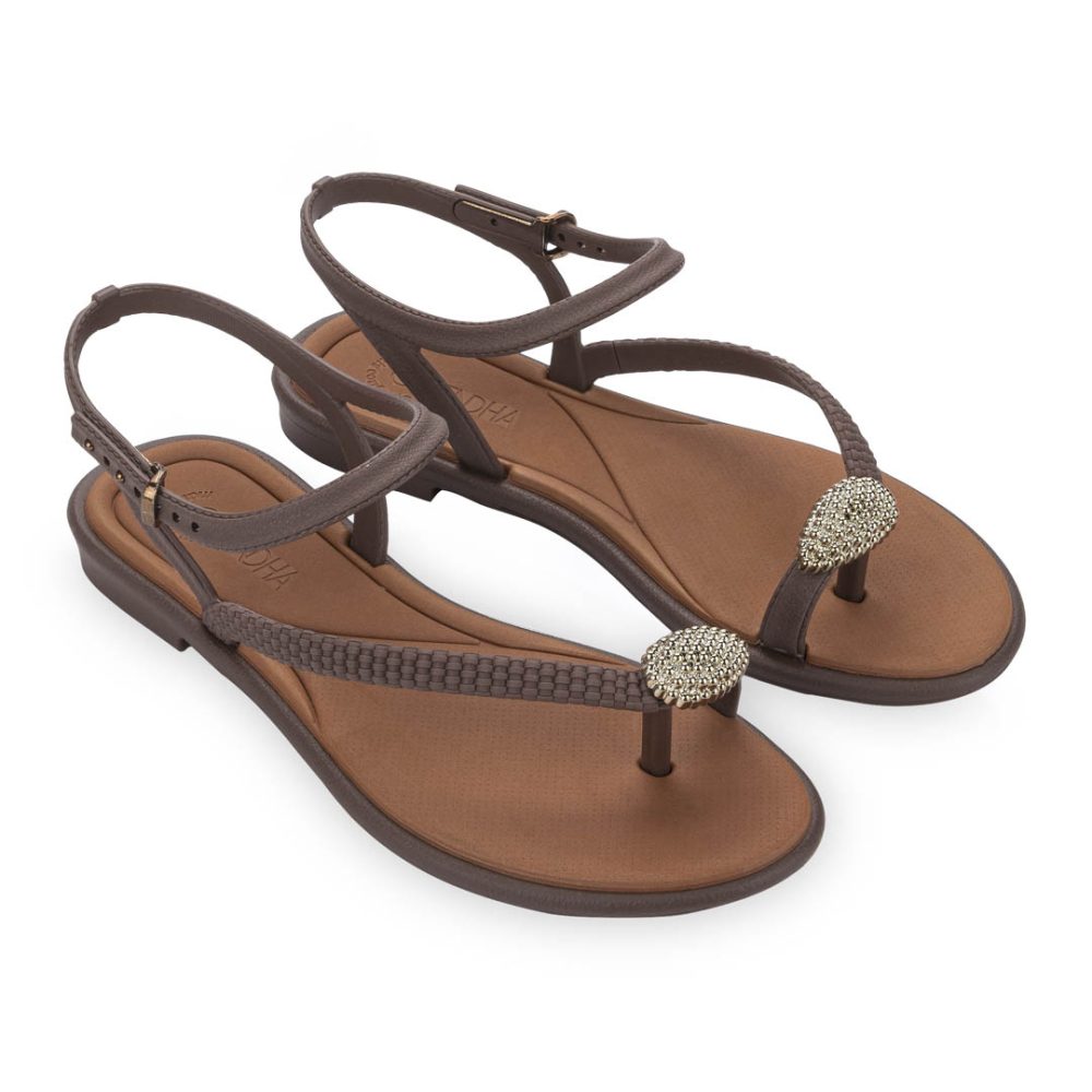 Sandalia con anillo al Dedo para Mujer Grendha con Pedrería y Correa al Tobillo 19379