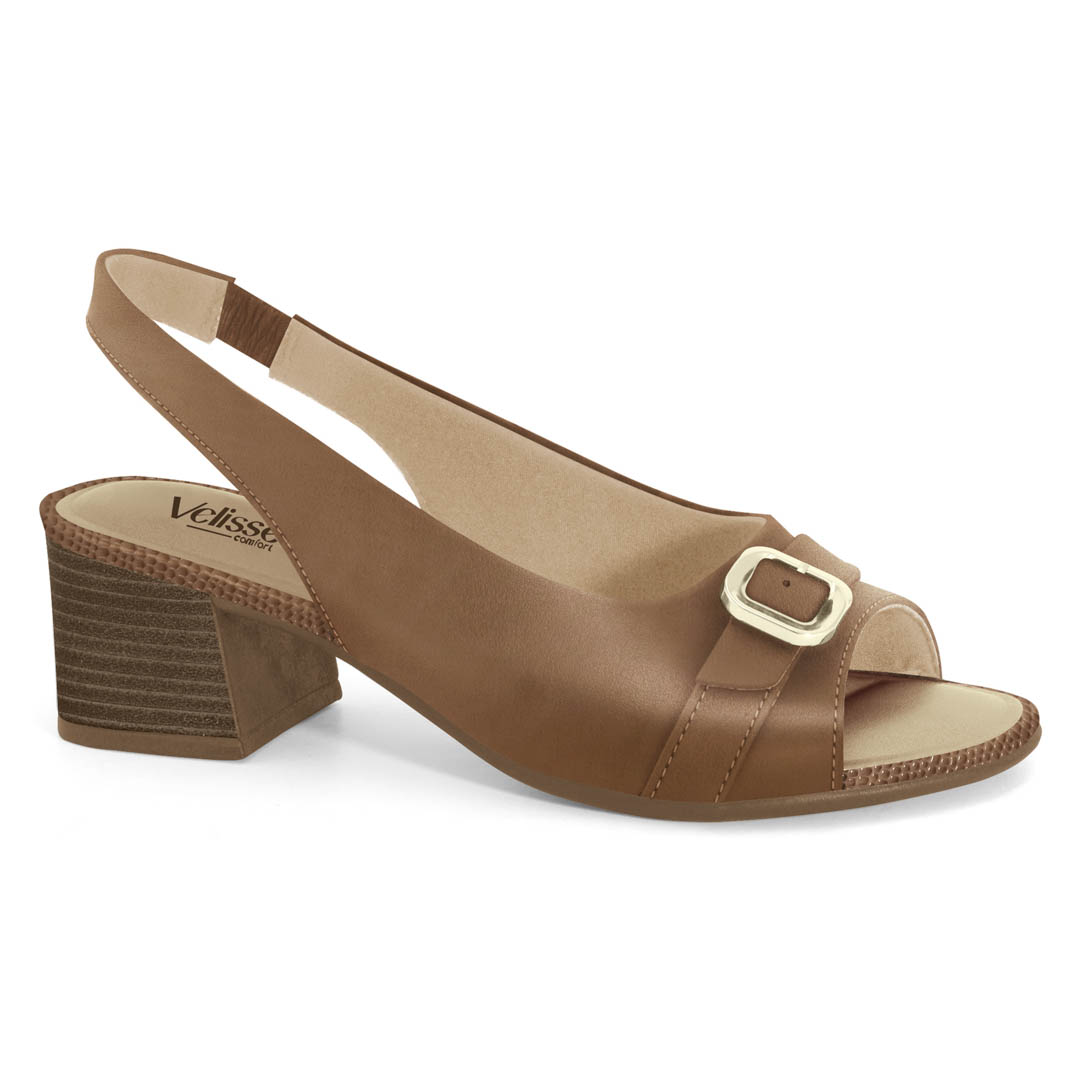 Sandalia de Taco Medio para Mujer Velisse con Hebilla Decorativa 2656305