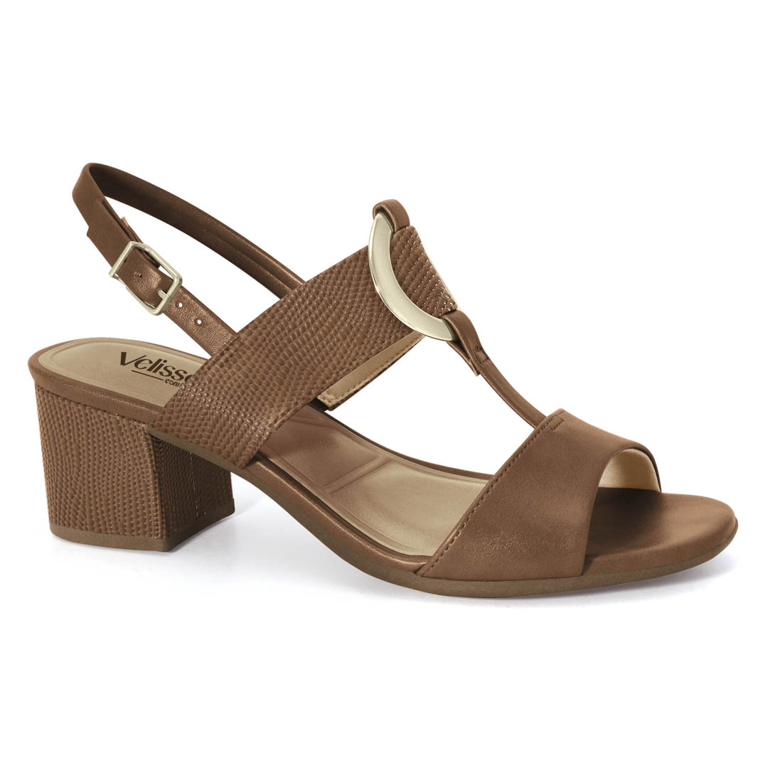 Sandalia de Taco Medio para Mujer Velisse con Detalle Metálico 2657304