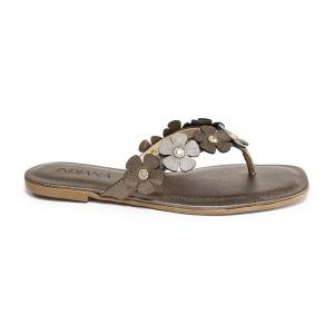 Sandalia Plana de Dedo para Mujer Indiana con Flores Decorativas 034-2071
